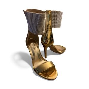 Glamorous Gold Heels with Sparkling Ankle Strap high heels women’s shoes